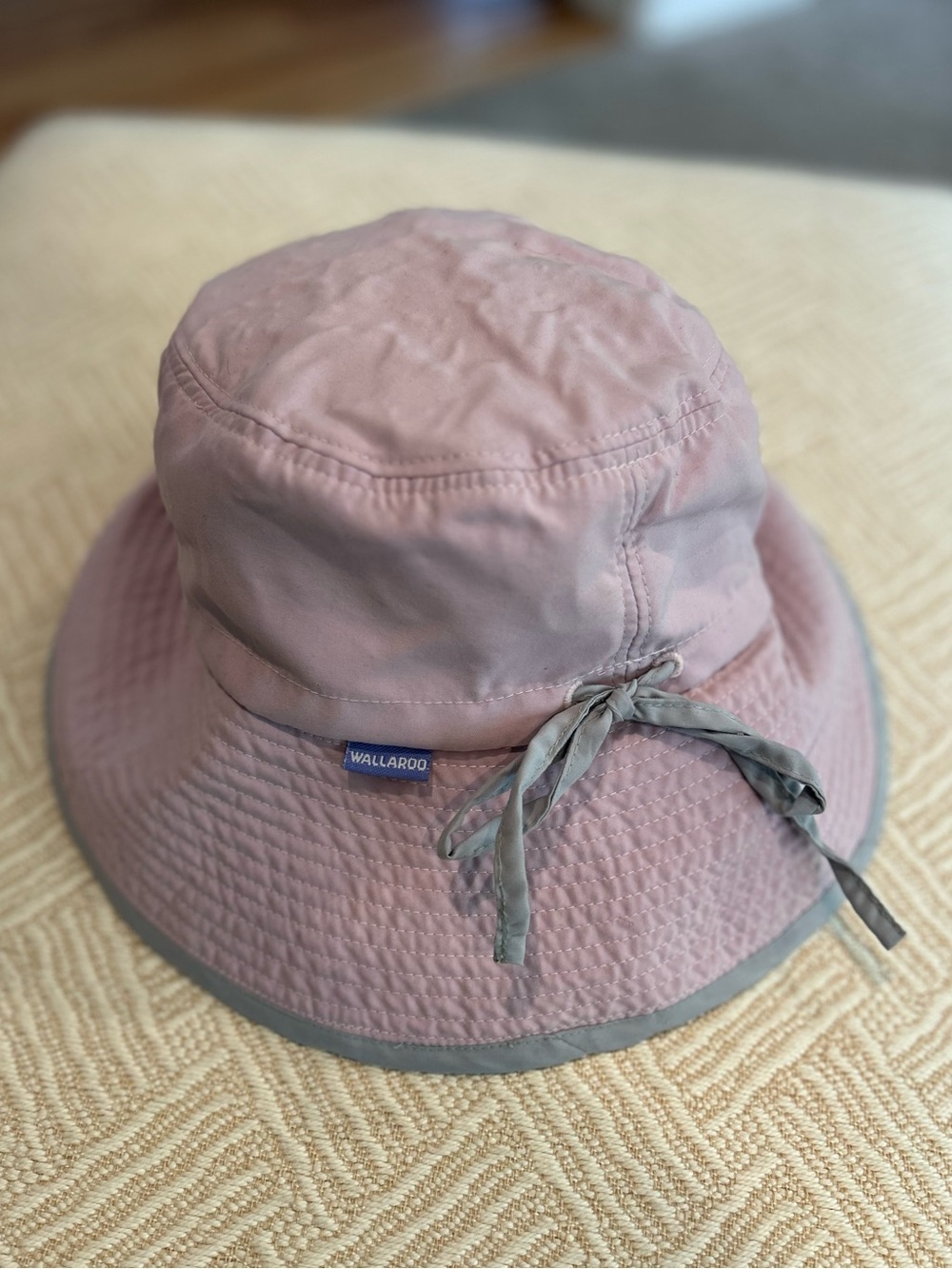 Wallaroo Lavender and Grey Bucket Hat with Tie. Sun protection. Beachy. Vacation